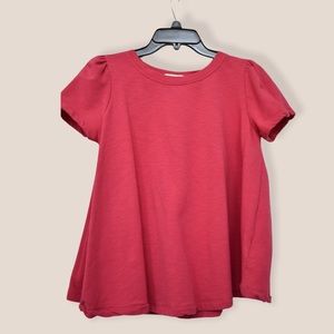 Eri + Ali Pink Puff Short Sleeved Drape Top
